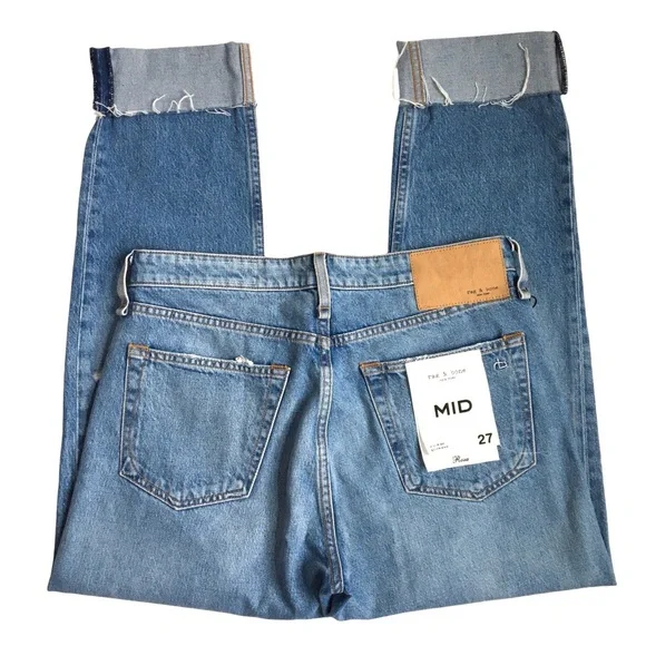 Rag & Bone Rosa Mid-Rise Boyfriend Relaxed Fit Denim Jeans In Jones Wash Size 31 - Picture 3 of 17